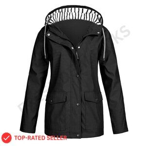 Hooded Raincoat Lightweight Plus Size Waterproof Zip Up Windbreaker with Pockets